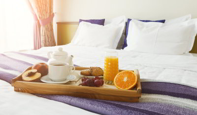 Breakfast_on_bed Tray of breakfast on a bed